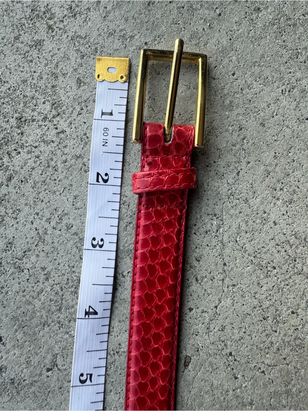 Genuine Snakeskin Women's Belt with Gold Buckle XS